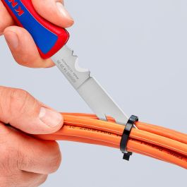 Knipex 162050sb Navaja Plegable para Cables y Electricistas, Cuchilla Afilada Acero Inoxidable, Mango Ergonómico, 34x14x120mm