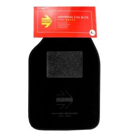 Momo MOMLCM4A8BK Set 4 Alfombrillas Coche Universales Antideslizantes Reforzadas Poliéster Negro-Blanco para Vehículos