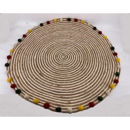 DKD Home Decor Alfombra Infantil Colección Leon Pompon, Algodón y Seagrass, Natural Multicolor, 90x90 cm (2 Unidades) Precio: 35.96604. SKU: B1HGB6A4J5