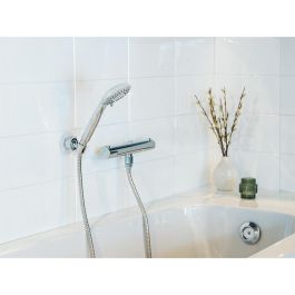 Wenko Conjunto de ducha con cabezal de 5 funciones (Ø 9,5 cm) y manguera de acero inoxidable de 150 cm, conexión universal ½"