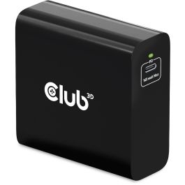Club3D Cargador de Viaje 1xUSB Tipo C PD 140W con Tecnología GaN para Interiores, 28V, Cable 1m Negro