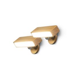 Garza 401558C Pack 2 Apliques LED Portátil Vega, Diseño Madera, Batería Recargable, 120lm Regulable, Luz Neutra CRI>90