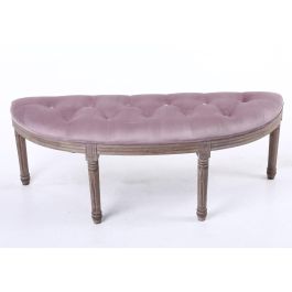 Banqueta DKD Home Decor Natural Rosa Poliéster Terciopelo Madera de caucho (125 x 43 x 48 cm)