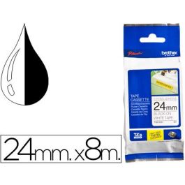 Cinta Brother Tzes251 Blanco-Negro 24 mm Longitud 8 Mt Superadhesiva