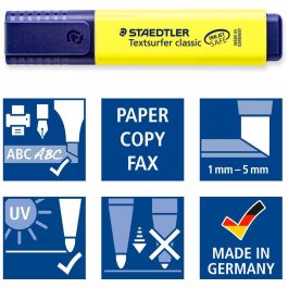 STAEDTLER Textmarker Textsurfer classic 364 - Rotuladores Fluorescentes Punta Cincel, 4 Colores Surtidos: Azul, Verde, Rosa, Amarillo, Recargable, Secado Rápido
