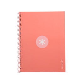 Antartik Cuaderno espiral A4 micro rosa claro, tapa forrada, 80h, 90 gr, cuadro 5mm, 4 taladros