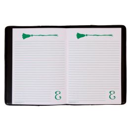 LOUNGEFLY Diario Elphaba Wicked 16.5x22.2cm, Funda Poliéster con Detalles Apliques y Bordados, Accesorios Dorado Brillante