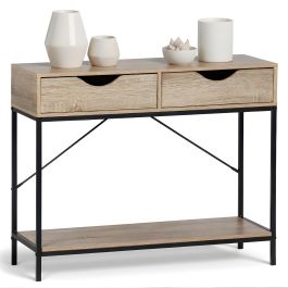 Inde Mueble con 2 Cajones de Madera y Metal 80x30x75 cm