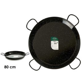 Paellera Esmaltada La Dehesa 80 cm, 40 Raciones, Acero Esmaltado, Negro