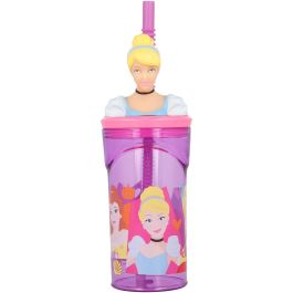 Disney Vaso con Pajita 360 mL Figura 3D Principesse CZ11334