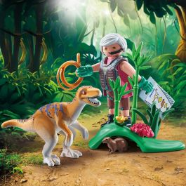 Playmobil 71823 Velociraptor Dinos con Investigador, Set de Dinosaurios para Niños +4 Años