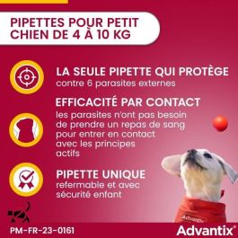 Pipetas antiparasitarias ADVANTIX 4: para perros pequeños de 4 a 10 kg