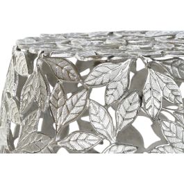 DKD Home Decor Mesita Auxiliar Plateada de Aluminio con Diseño de Hojas 40 x 45 x 40 cm