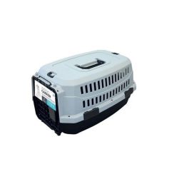 M-PETS Transportín Viaggio Carrier M para Perro - Plástico Resistente, Ligero y Fácil de Limpiar - 68x47,6x45cm - Negro y Gris