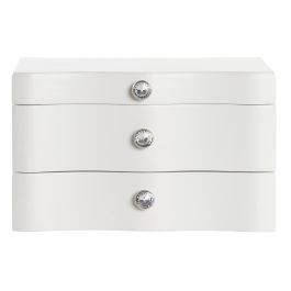 DKD Home Decor Joyero Romántico Blanco y Gris de Mdf y Terciopelo con Espejo y 1 Cajón 20x14x12 cm Pack de 2 Unidades