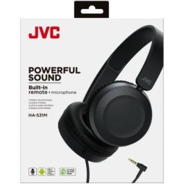 JVC HA-S31M-B-EX Auriculares On-Ear Plegables Ligeros con Micrófono, Control Remoto y Conexión Jack 3.5mm Negros