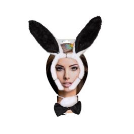 Kit Conejita Diadema Orejas, Pajarita Y Pompon Blanco - Ideal para Fiestas de Disfraces y Carnaval