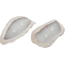DKD Home Decor Vela Mediterraneo Blanca de Gres y Cera Diseño Ostra 20gr 6.3x3.4x11 cm (6 Unidades)