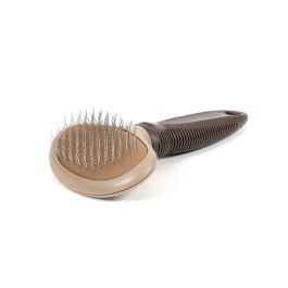 Gloria Carda Ovalada Pequeña para Perros de Pelo Largo y Duro: Cepillo Desenredante de Acero Inoxidable con Mango Ergonómico