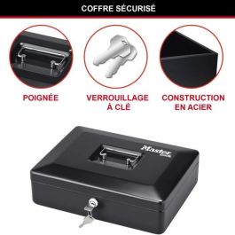 Master Lock Caja de monedas Formato M con 8 compartimentos, cerradura de llave, bandeja extraíble de acero, color negro Master Lock Caja de monedas Formato M con 8 compartimentos, cerradura de llave, bandeja extraíble de acero, color negro