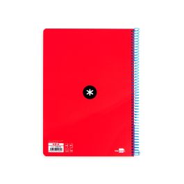 Cuaderno Espiral A4 Antartik Tapa Dura 80H 90 gr Cuadro 4 mm Con Margen Color Rojo 3 unidades