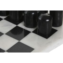 DKD Home Decor Juego de Ajedrez de Mesa Moderno en Mármol Blanco y Negro 35.5x35.5x1.5 cm