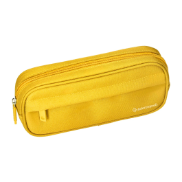 Liderpapel Estuche Portatodo Classic Ovalado con Dos Cremalleras y Bolsillo Delantero, Amarillo, 210x90x60mm