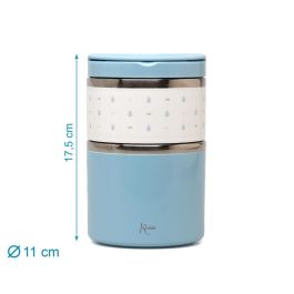 Kiokids Termo Alimentación 930 mL Acero Inoxidable Azul para Sólidos y Papillas Doble Compartimento