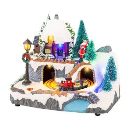 Lumineo Escena Navideña con LED y Movimiento, Luz Multicolor – 20,8 x 16,3 x 13,90 cm