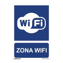 Normaluz Cartel "zona wifi" PVC 0,7mm 30x40cm - Rótulos informativos para uso profesional y doméstico