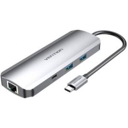 Vention TOMHB Concentrador Docking USB-C Multifuncional HDMI RJ45 Gigabit Ethernet 100W PD 2xUSB 2xUSB-C Lector SD MicroSD Jack 3.5mm Gris Precio: 42.69000032. SKU: B19WBNFMX6