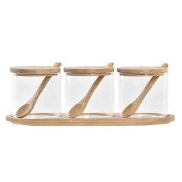 Azucarero Basicos DKD Home Decor Transparente Natural 10 x 10 x 29 cm Set de 3