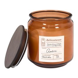 Home Deco Factory Vela Perfumada Tarro de Vidrio con Tapa 9,6 cm - Ámbar, Flor de Algodón, Bruma del Bosque - Colección Cocooning