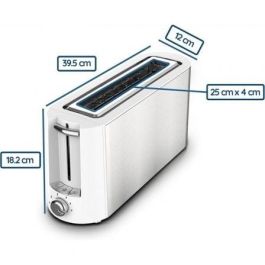 Grunkel TS-MAXISTEEL Tostador 1000W, Ranura Extra Ancha 38mm, 2 Rebanadas, 6 Niveles, Funciones Cancelar/Recalentar/Descongelar, Inox.