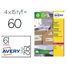 Etiqueta Adhesiva Avery Papel Blanco Reciclado Para Archivador 192x61 mm Laser Pack De 400 Etiquetas