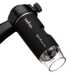 Veho DX-2 Microscopio Digital USB 5MP, Aumento 300x, Lente 5G, con Soporte Ajustable para Inspección, Investigación y Enseñanza