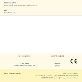 Sparco Bermuda Técnica Laredo Negro/Gris multibolsillos reflectantes antiabrasión nylon-spandex T2-M