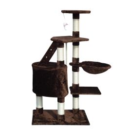 Gloria Sinu Árbol rascador para gatos Marrón 55x40x120 cm con cueva, múltiples alturas y postes de sisal, ideal para varios gatos