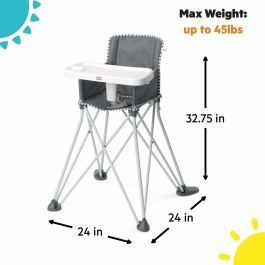 Bright Starts BRI0074451998810 Pop N Dine - Trona de Bebé Plegable, Portátil y Ligera para Viaje, Fácil de Limpiar con Bolsa de Transporte