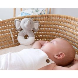 KioKids Sonajero Peluche Elefante Gris 13 cm para Bebés Recién Nacidos Suave de Poliéster, Estimula Desarrollo Sensorial Colección Dolci Amici
