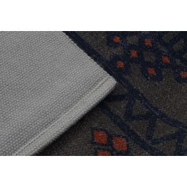 DKD Home Decor Alfombra Árabe Geométrica de Algodón Poliéster Azul Naranja 180x120 cm 715 gsm Colección Josta (2 Unidades)