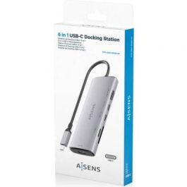 Aisens ASUC-6P029-GR Docking USB Tipo-C 6 en 1 con HDMI 4K, 1xUSB-A 10G, 2xUSB-C 10G, Lector SD/Micro SD, Gris