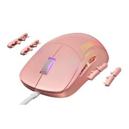 Mars Gaming MMPROP Ratón Gaming Óptico Ultraligero RGB Rosa Ambidiestro con Cable Flexible para PC y Consolas