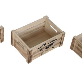 Caja Shabby DKD Home Decor Marron Negro 28 x 14.5 x 39 cm Set de 5