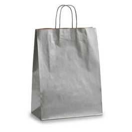 Bolsa de Papel Pincello Plateado Plata 12 x 52 x 32 cm (25 Unidades)
