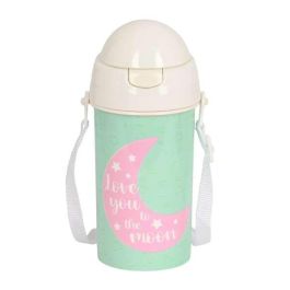 Safta Botella "Moon" 500 ml con Pajita y Apertura Automática Color Negro