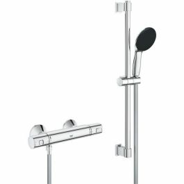 Grohe 34597001 Conjunto de ducha termostático con rociador 1 chorro, barra 60cm y flexo, ahorro de agua, cromo