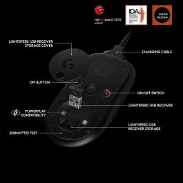 Logitech PRO Wireless Gaming Mouse, RF Wireless, Lithium Polymer (LiPo), Black Logitech PRO Wireless Gaming Mouse, RF Wireless, Lithium Polymer (LiPo), Black