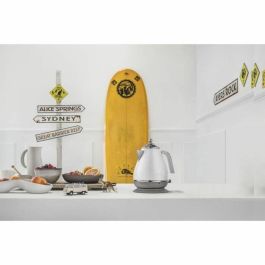 Delonghi DEL8004399773738 Hervidor Icona Capitals 1,7 L Acero Inoxidable Blanco con Fondo Giratorio 360° y Filtro Antical