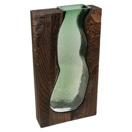 Florero Romimex Marrón Verde Madera Vidrio 18 x 32 x 6 cm Precio: 52.89000024. SKU: B1HSS5EPRF